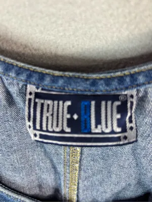 True Blue M Cottagecore Noah’s Arc Embroidered Overalls Denim Jumper Dress thumbnail 8