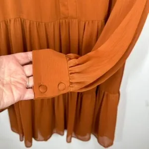 1.State Pumpkin Spice Orange Sheer Sleeve Mini‎ Dress Size Small Fall Wedding thumbnail 5