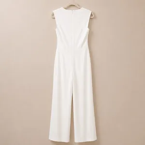 Lulus NWOT Enticing Endeavors White Stretchy Knit Wide Cut Pant Jumpsuit Large thumbnail 7