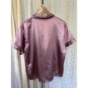 Unbranded Mauve Pink Button Down Pull On Shorts Satin Pajamas PJ Set XL thumbnail 4