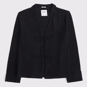 Abercrombie & Fitch Long Sleeve Oversized Tie-Front Gauzy Shirt thumbnail 8