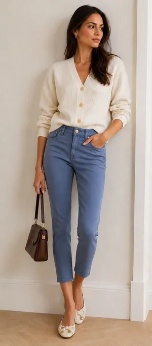 Tory Burch Alexa Cropped Skinny Jeans Size 28 Slate Blue thumbnail 1