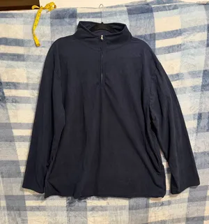 Mens Navy Blue Ribbed Quarter Zip Pullover Sweatshirt Size 2XL thumbnail 1