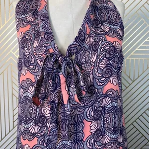 Amanda Uprichard Mini Dress Drop Hem Tie Neck Geometric Print Pink Purple Small‎ thumbnail 2