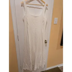 Gap Linen Blend Dress Womens Large White thumbnail 3