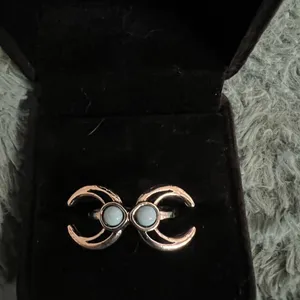 Women’s Stainless Steel Silver Faux Turquoise Ring Size 8 thumbnail 2
