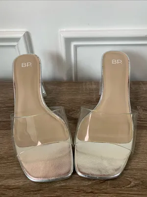 BP. Clear Square Toe Block Heel Mules thumbnail 2