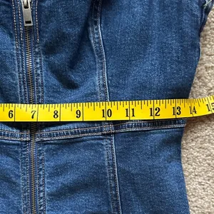 American Eagle Denim Stretch Mini Dress Zip Front Womens M Preppy Western Casual thumbnail 3