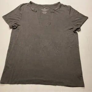 American Eagle Outfitter Gray V Neck Top Soft Women Sz S thumbnail 1