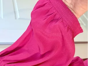 💥NWT Maeve Anthropologie Raspberry Pink Wrap Tie Waist Puff Sleeve Dress 14💛 thumbnail 8