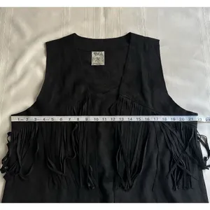 Vocal Women’s Black Sleeveless Fringe Rhinestone Skull Open Front Vest SZ XL EUC thumbnail 8