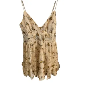 Angel Biba Floral Sleeveless chiffon Mini Dress Cream Yellow Boho Western thumbnail 6