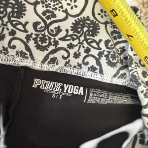 Vintage‎ Y2K PINK Foldover Yoga Pants Black Flare Bling Bedazzled Logo Size S thumbnail 4