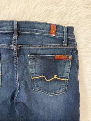 7 For All Mankind Kaylie Slim Bootcut Jeans Size 25 Blue Wash Raw Hem thumbnail 6
