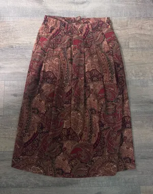 VINTAGE • Orvis • Midi Skirt • Size 6 • Paisley Print • Brown thumbnail 1