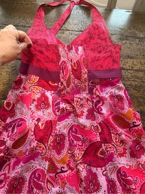 Athleta “Pack Everywhere” Pink Paisley Sun Valley Halter Dress Mini Size 8 thumbnail 10