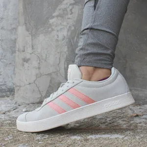 Adidas | VL Court 2.0 Suede Lace-Up Sneaker‎ in White & Dust Pink size 8 thumbnail 1
