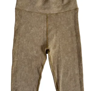 OFFLINE by Aerie Ribbed Seamless Leggings Tan‎ Acid Wash High Waisted Womens M thumbnail 5