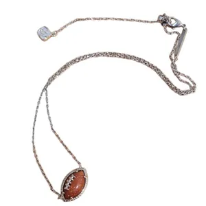 Kendra Scott Football Silver Short Pendant Necklace in Orange Goldstone thumbnail 2