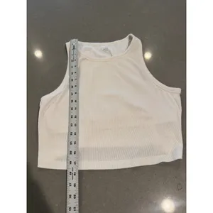 OFFLINE‎ by Aerie Ribbed Racerback Crop Tank Top Ivory XL TG thumbnail 3