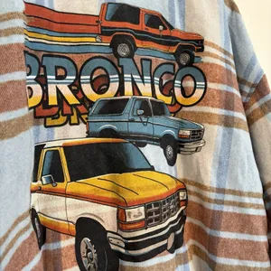 NWT Ford Bronco Truck Graphic Logo Button Down Long Sleeve Flannel Shacket XXL‎ thumbnail 9