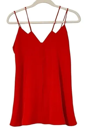 NWT The Coverii Red Double V-neck Strappy Layered Cami Small thumbnail 1