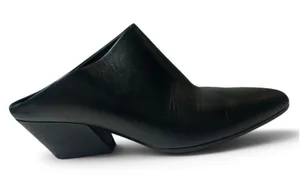 7 Vince Vigo Black Leather Mule minimalist Block Heel Bootie Backless Slip-on thumbnail 1