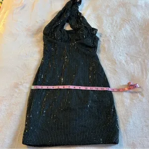 NWOT black sequined halter bodycon mini dress size 0 prom cocktail party dress thumbnail 9