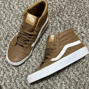Vans Brown and White High-Top Leather Sneakers thumbnail 1