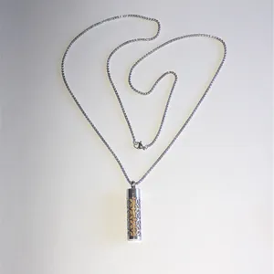 Silver Tone Cylinder Diffuser Pendant Necklace thumbnail 2