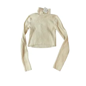 NWT Zara Cream White Ribbed Cropped Long Sleeve Turtleneck Top‎ Size Small thumbnail 7