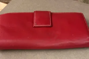 Classic Red Leather Women's Wallet with Tab Closure thumbnail 1