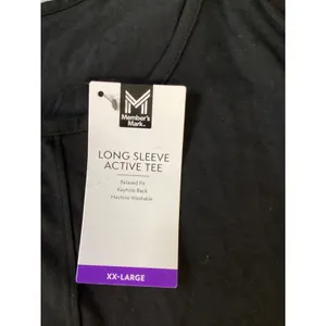 Members Mark Womens Long Sleeve Active Tee Black XXL Keyhole‎ Back SW3203 NWT thumbnail 3
