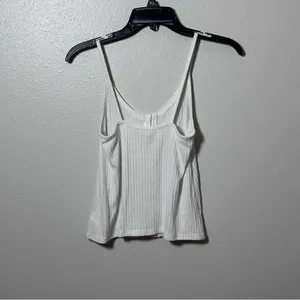 American‎ Eagle Women White Tank Top Crop Button Front Knit Size XS thumbnail 4