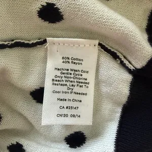 Talbots Button Front 3/4 Sleeve Navy Polka Dot Cotton Blend Cardigan Sweater L thumbnail 6