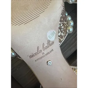 Nicola Bathie x Antonio Melani Bebe Ankle Strap Glitter Pearl pumps in rose gold thumbnail 8