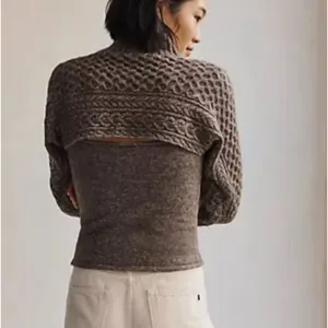 NWT Anthropologie ASTR The Label Taupe Cable-Knit Sweater Shrug Set Size M/L thumbnail 3