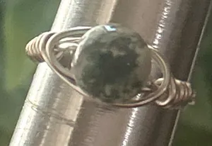 Handmade 💍 Handcrafted Moss Agate Wire Wrapped Crystal Ring size 6 thumbnail 1