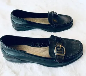 Thom McAn Black Leather Slip On Loafers Size 5.5 Professional Work Flats thumbnail 5