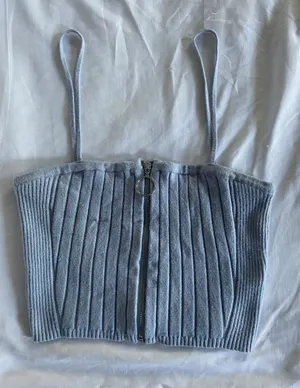 Kendall + Kylie Zipper Crop Tank Top thumbnail 1