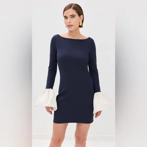 NWOT STAUD Hawthorne Dress in Navy Ivory Size Small thumbnail 15