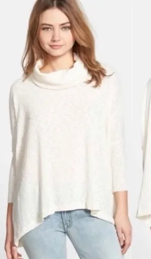 Free People Beach Sz M Top World Traveler‎ Ribbed Cowl Neck Dolman Split Back thumbnail 1