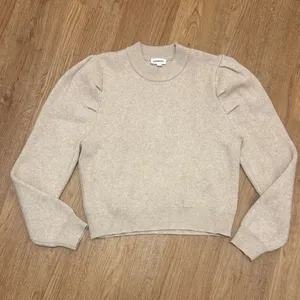 Sugarlips Large Oatmeal Beige Long Sleeve Sweater Cropped Pleated thumbnail 2