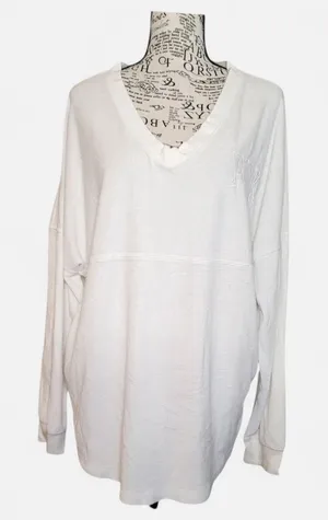 PINK Victoria's Secret White V-Neck Sweatshirt thumbnail 1