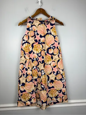 TYLER BOE stella seashells dress in multi navy linen cotton size small thumbnail 4