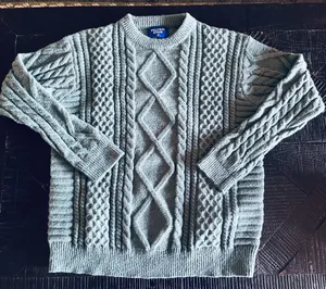 Aelfric Eden Cable Knit Crewneck Sweater in Faded Green 90’s Vintage Size XL thumbnail 1