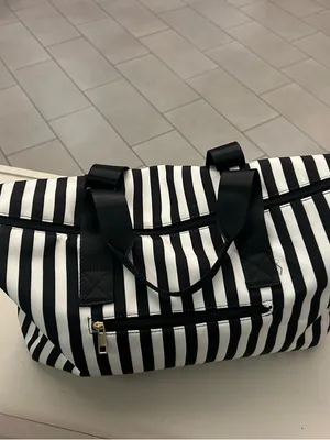 Alice + Olivia Black & White Striped Women's Travel Tote Bag thumbnail 2