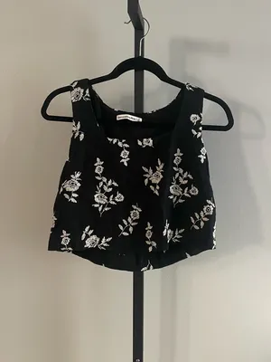 Abercrombie Linen Blend Embroidered Square neck Top Size Small thumbnail 2