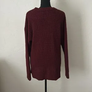 SO Red Crew Neck Sweater with Chunky Knit and Relaxed Fit thumbnail 5