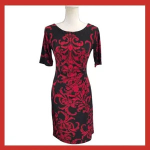 Connected Apparel Women's Elbow Sleeve Printed Sheath Dress Size 4 Petite NWOT thumbnail 5